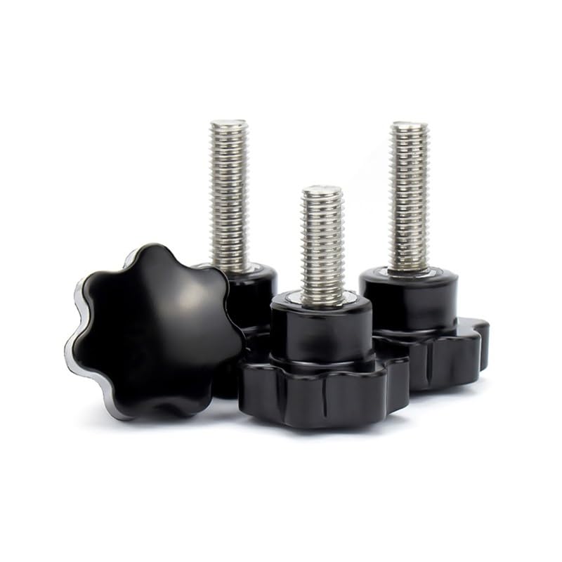 10 Uds M4 M5 M6 M8 M10 M12 304 Perilla de mano de acero inoxidable tornillos de cabeza en forma de estrella de plástico tornillo de máquina con mango de pulgar de sujeción de rosca(100mm,M12 (Head 48m