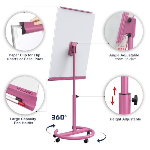 Image of TSJ OFFICE Rolling Whiteboard Standing - 40 x 26 Inches Mobile White Board