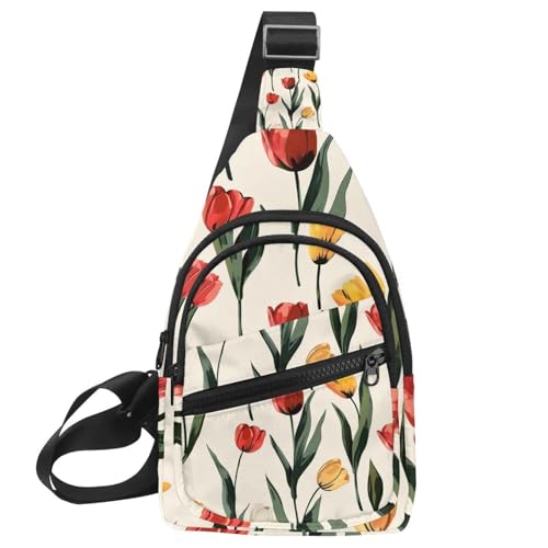 Sac à dos à bandoulière tulipe avec sangle réglable pour randonnée et voyage