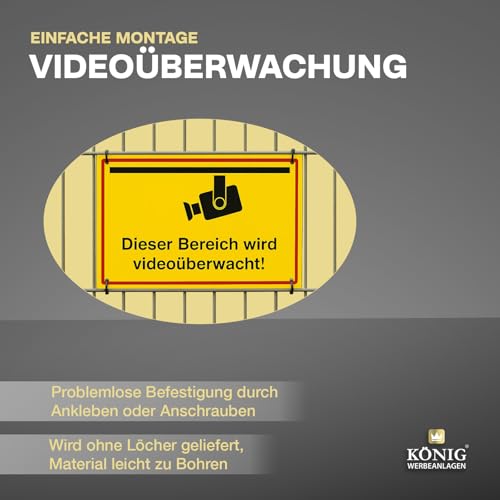 Schild Videoüberwachung | Dieser Bereich Wird videoüberwacht! | stabiles Alu Schild mit UV-Schutz 30 x 20 cm | gelb | Kameraüberwacht videoüberwacht | Dreifke®
