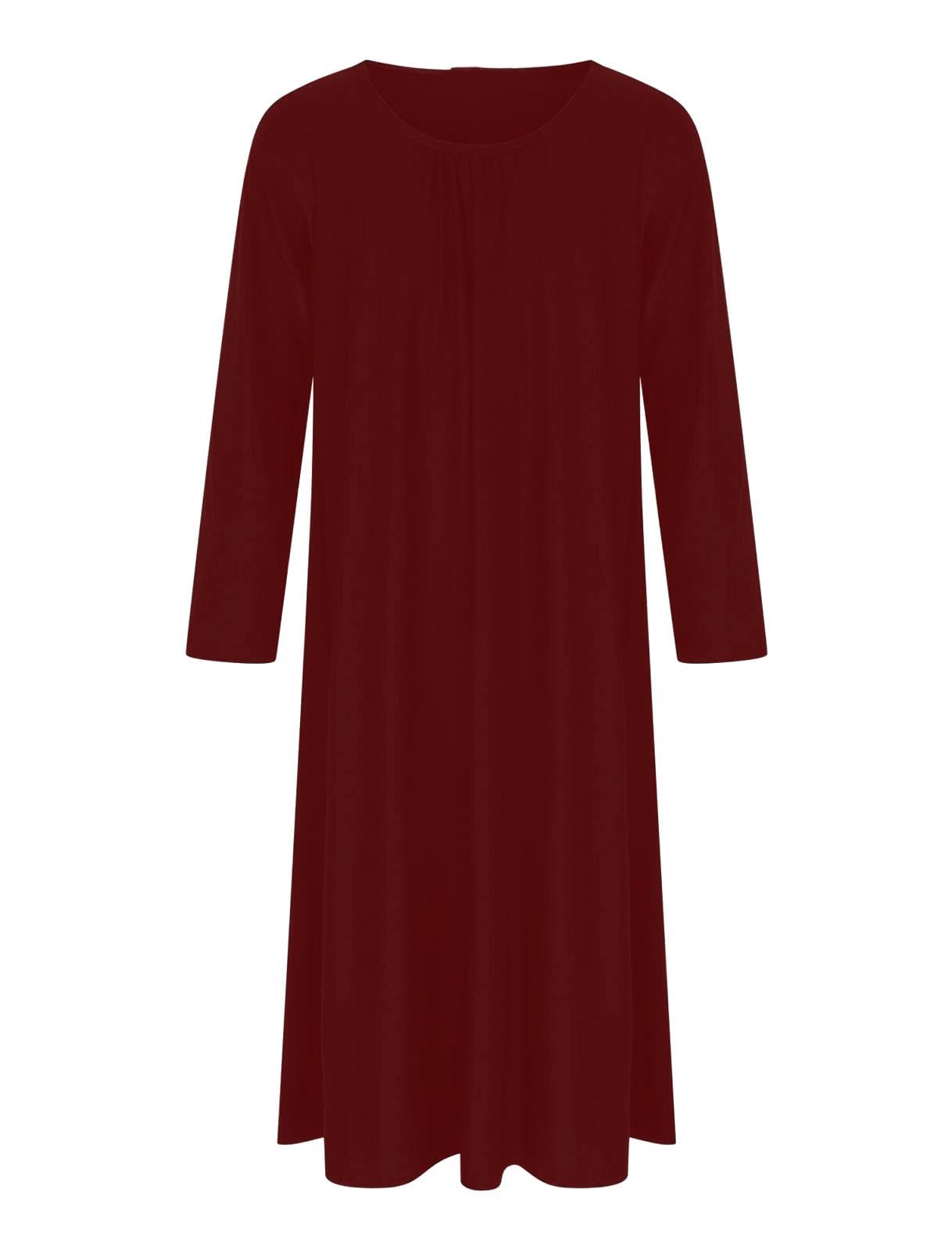 – Girls Long Sleeve Maxi Dress Kids School Plain Abaya Holiday Islamic Top Jilbab Burkha