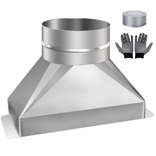 3-1/4' x 10' x 6', 6' Round Microwave Vent Kit Transition, Galvanized Steel Duct...