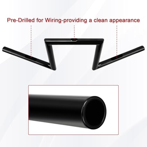 Image of 1 inch 25mm Z Bar - 8 inch Rise Handlebar w /Pre-Drilled Holes Universal For Harley,Honda, Yamaha, Suzuki, Kawasaki, Most Motorcycle Chopper Cruisers Bobber Bike Cafe Racer,any custom applications