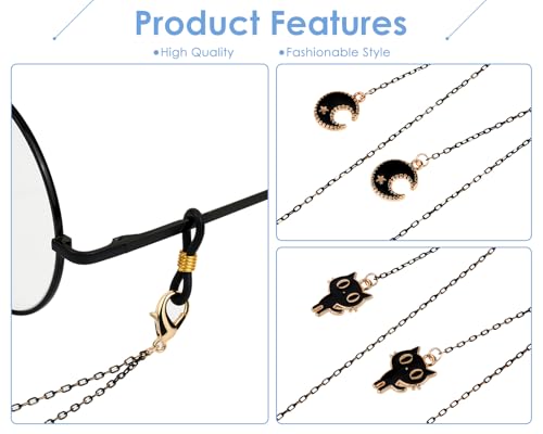 Image of DS. DISTINCTIVE STYLE Gothic Glasses Chain with Pendants Halloween Metallic Chain for Glasses Around Neck for Women, 2 Pack