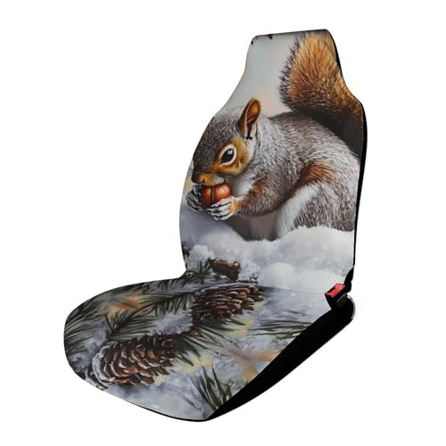 Squirrel Cute Animal Car Seat Covers Universal Car Front Seats Protector Auto Interior Accessories 1PCS