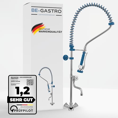 BE-GASTRO I Robinet de douche professionnel gastronomique à un trou « Premium » bleu, avec robinet, robinet industriel, douchette industrie, mitigeur et...