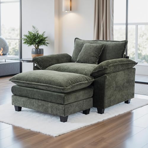 Gexpusm Oversized Accent Chair with Ottoman,Oversized Chaise Lounge Chair Indoor with Deep...