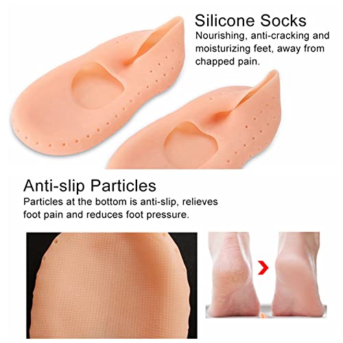 Image of Silicone Socks Full Size Socks,Moisturizing Socks Foot Anti Cracking Care Skin Socks For Dry Feet Cracked Heel Repair Heel Softener Foot Care-Sock For Women For Men(Free Size) ( Silicon Strip Socks, 1 Pair )