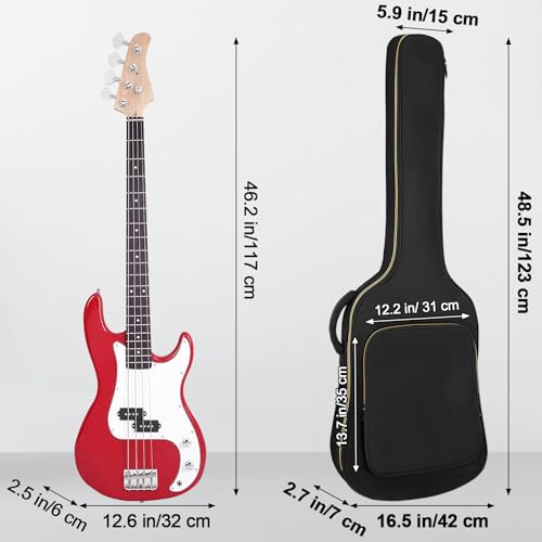 Image of LETSROCK Bass Guitar Case, Bass Guitar Gig Bag 0.35 Inch Waterproof Thick Padding Backpack Soft Electric Bass Guitar Bag Dual Adjustable Shoulder Strap Pocket & Back Hanger Loop Black
