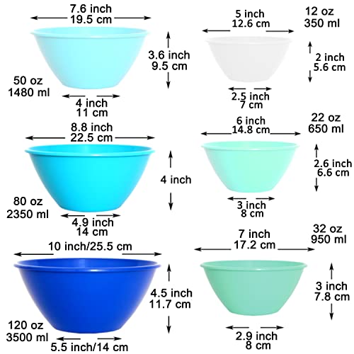 Set 6 Tazones Plásticos Grandes para Mezclar y Servir miniatura 4