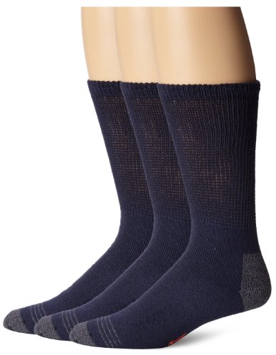 Dockers Men's Non-Binding Cushion Comfort Crew Sock, Navy (3 Pairs), Shoe Size: 6-12