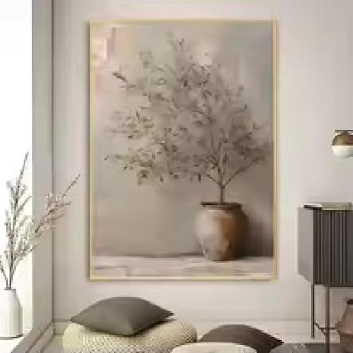 Vase floral abstrait toile 80x140cm encadrée pour salon chic