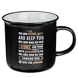 Christian Art Gifts Black Camp Style Ceramic Coffee Mug β 13 oz. Lead-free Inspirational Scripture Coffee & Tea Mug for Men & Women with Bible Verse: The Lord Bless You and Keep You β Num. 6:24-26