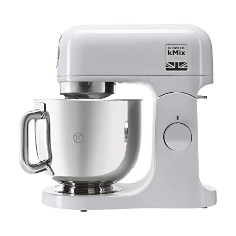 Kenwood kMix KMX750AW Küchenmaschine, 5 l Edelstahl Schüssel, Safe-Use-Sicherheitssystem, Metallgehäuse, 1000 Watt, inkl. 3-Teiligem Patisserie-Set und Spritzschutz Cover