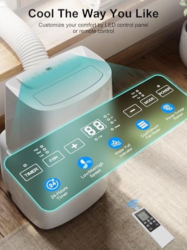 Image of MEPTY Portable Air Conditioners, 14000 BTU Portable AC Unit with Dehumidifier, Sleep Mode, 24H Timer, Cools Room up to 700 sq.ft, Room Air Conditioners with Self-evaporation System for Bedroom