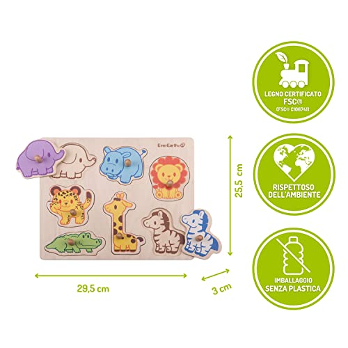 EverEarth EE33735 Puzzle Safari Animals, Colore
