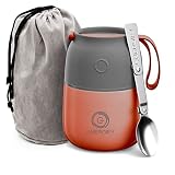 Energify Vacuum Insulated Food Jar. 12oz Thermos Includes Folding Spoon, Bag and Cup. Hot & Cold Dri