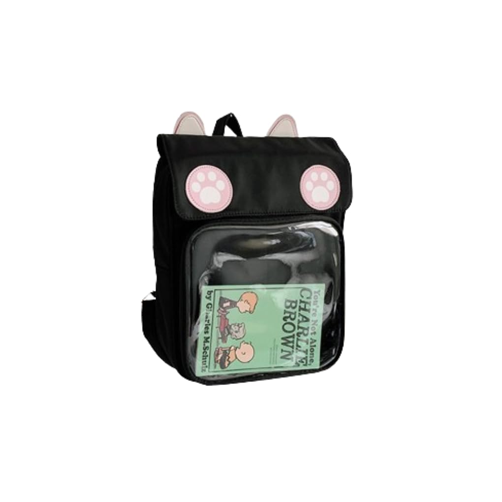 Small Backpack Purse for Women Kawaii Mini Backpack Cute Cat Paw Backpack Anime Backpack Small Ita Bag (Black)