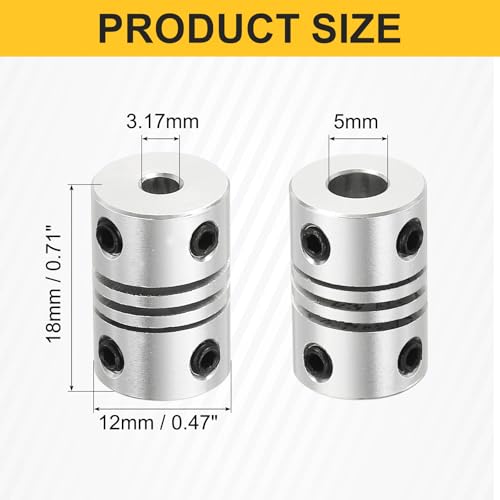 QUARKZMAN 4Stk Flexible Kupplungen 3.17mm Bis 5mm Aluminiumlegierung Verbindungsstück Flexible Wellenkupplungen Motorkupplung Für 3D Drucker CNC Maschine Motor Encoder D12 x L18mm