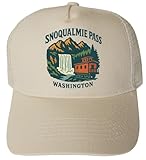 Snoqualmie Pass Washington Cream Unisex Trucker Hat - Vintage Souvenir Design