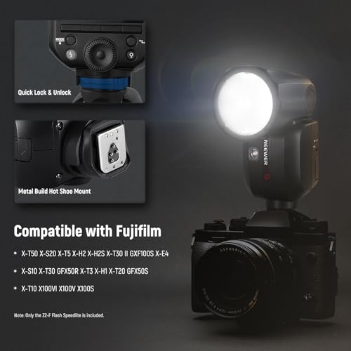 NEEWER Z2-F 2.4G TTL Round Head Camera Flash Speedlite Compatible with Fujifilm, 76Ws 1/8000s HSS Flash Upgraded UI, 2 Modeling Lamps TTL/M Quick TCM Switch 7.2V/3000mAh Battery 600 Full Power Flash - image 8