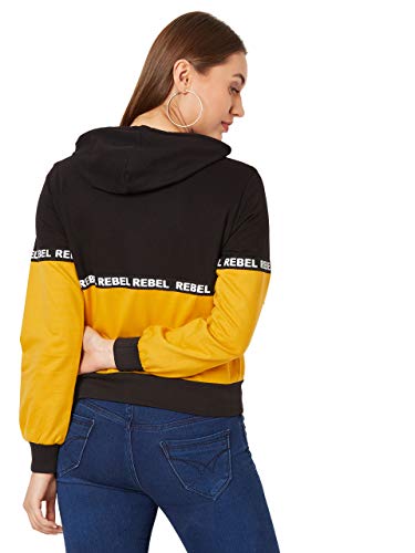 Image of Miss Chase Women's Multicolour Hooded Colour-Block Sweatshirt