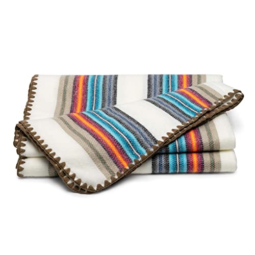 Image of QISU Alpaca Wool Blanket Throw | Large, Beautiful, Warm, Variegated | 85 x 65 inches | Ultra-Soft, Hypoallergenic and Breathable | Non-Itchy or Scratchy Fabric (White Blue Variegated)