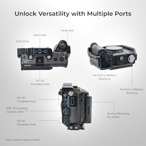 Image of DIGITEK Professional Cam Cage (S) for Sony FX3 /FX30 Series Cameras, Lightweight Aluminum Cage with HDMI Cable Clamp & Quick Tripod Mounting
