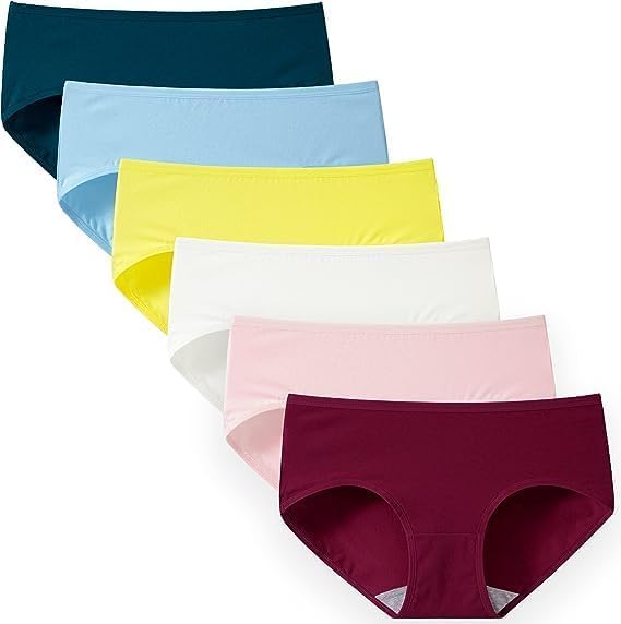 Image of Womens Underwear Cotton Hipster Panties Mid Rise Regular & Plus Size (S to 3XL) (Pack of 6) (Multicolour)