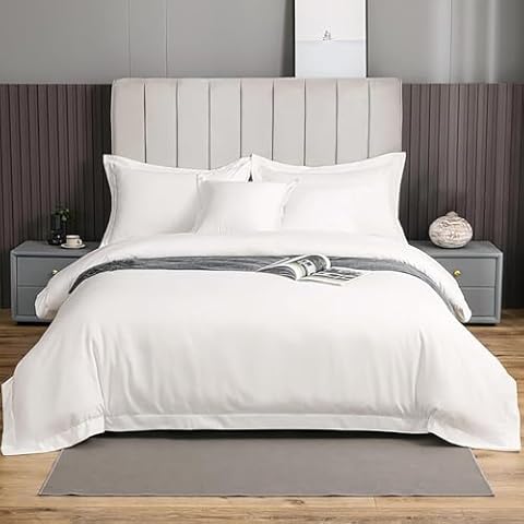 PLUSHY COMFORT Luxury King Size Duvet Cover Set with 2 Pillow Shams in 100% Egyptian Cotton Fabric, 100% Long Staple Cotton Single Yarn, Zipper Clouser, 600 Tc Cover