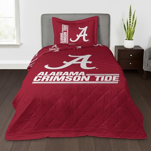 Northwest NCAA Alabama Crimson Tide Summarize Quilted Throw Blanket with Sham, Soft Cozy Bedding, All Seasons, 60 x 80 inches