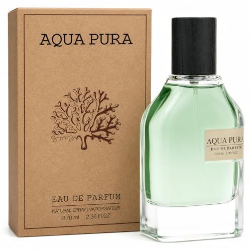 Image of Fragrance World Aqua Pura Eau De Parfum for Men & Women | Long Lasting Premium Fragrance | 70ml | Fresh Marine Aquatic Perfume | Bergamot, Seaweed & Ambroxan