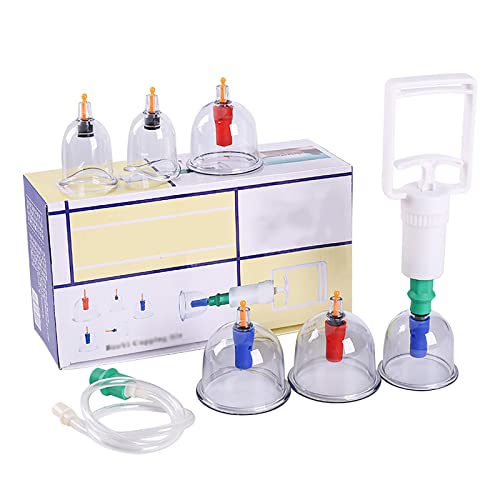 Juego de ventosas para terapia de cupping, con 6 ventosas de diferentes tamaños y 1 bomba manual, succión al vacío, fabricado con materiales médicos, para masaje, músculos y articulaciones, alivio del dolor articular miniatura 1
