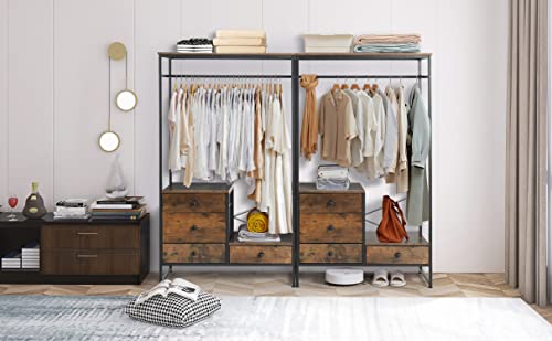 Yigobuy Free Standing Closet Organizer Heavy Duty Garment Rack With 4 Drawers Extra Large Entryway Hall Tree With Shoe Storage Wardrobe Clothes Garment Rack #TOP6