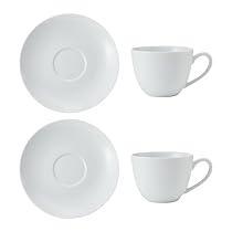 Mikasa Chalk Set di 2 tazze e piattini per cappuccino in porcellana, tazze da caffè per tutti i giorni, 310ml