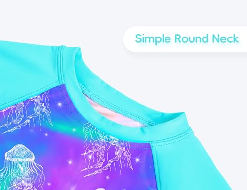 Image of Girls Swimsuit Long Sleeve Rush Guard Bathing Suit Swimwear with Bikini Bottom Sun Protection