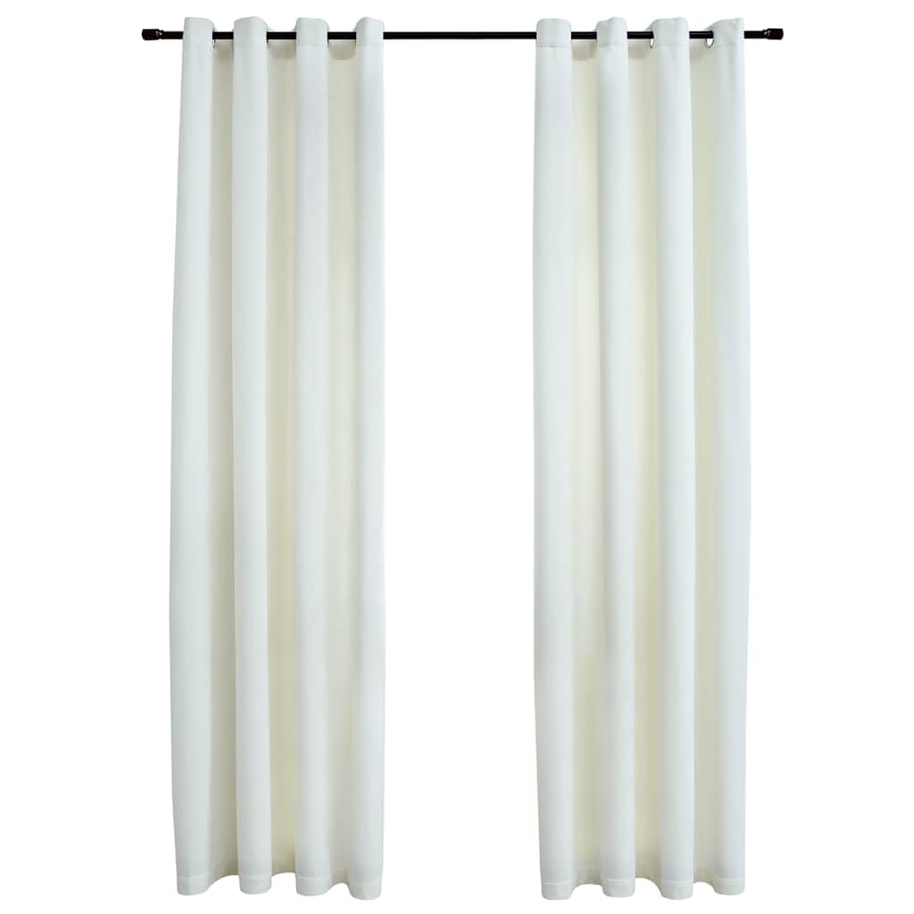 Samtvorhänge mit Ösen 2 Stk. Creme 140x225 cm