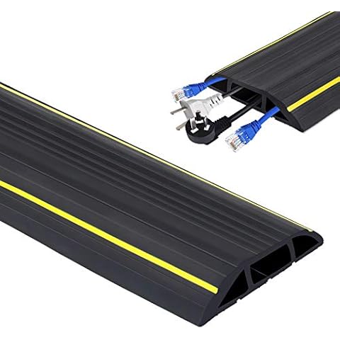Floor Cable Protector, 3M Floor Cable Cover 3 Cord Channels, Flexible PVC Duct Cable Protector, Cable Floor Cover, Floor Cord Channel, Protect Cables & Prevent a Trip Hazards (black) Cover