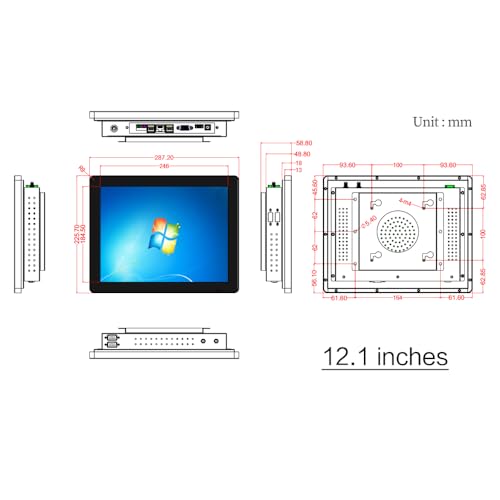 Image of 12.1 inch Capacitive Touch Screen Computer Panel PC,Intel i5-3210M /i5-4200U /i7-8565u /i5-10210U,Windows 10