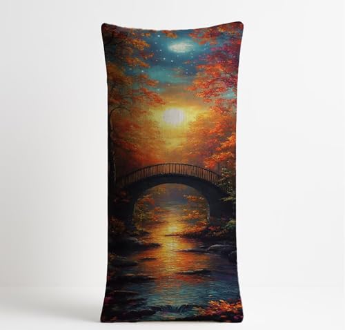 Fundas Almohada 50x150CM Puente Impermeable Lino Funda Cojine Árbol Tacto Muy Suave Doble Cara Impresión Body Pillow Covers para Regalo Mujer Sofa Cama Jardín Banco Moderno Decoracion Hogar KDZT-0188