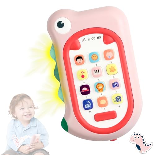 Image of Richgv Toys for Babies 6-12 Months Girls, Dinosaur Baby Phone Toy Baby Girl Gifts with 80+ Sound Effects Color Changing Light 1 Year Old Girl Birthday Gift Stocking Stuffers 6 Months +
