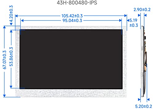 Image of waveshare 4.3inch DSI Display 800 x 480, IPS Screen, Compatible with Raspberry Pi 4B /3B+ /3A+ /3B /2B /B+ /A+, Compute Module3 /3+ /Compute Module 4 (No Touch)