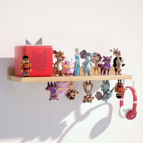 for Tonies Shelf Magnetic - 1 Tier Wooden Tonies Figure Organizer Natural