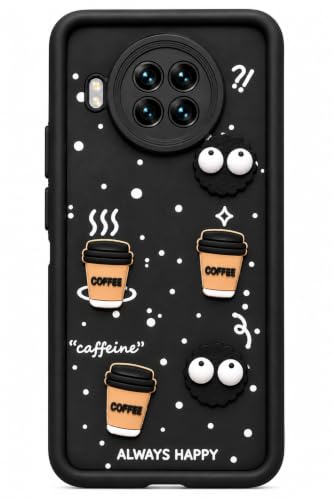 Image of Bintage Back Cover Compatible for Mi 10i / Mi 10T Lite 5G | Cute 3D Taddy Ball Bear Milk Cake Coffee Silicon Case Full Body & Camera Protection - Black