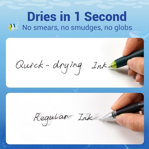 Image of WRITECH Retractable Gel Ink Pens: 8ct Black Ink 0.5mm Fine Point Tip Click Pen for Smooth Writing Journaling Note Taking Sketching No Smudge & Smear