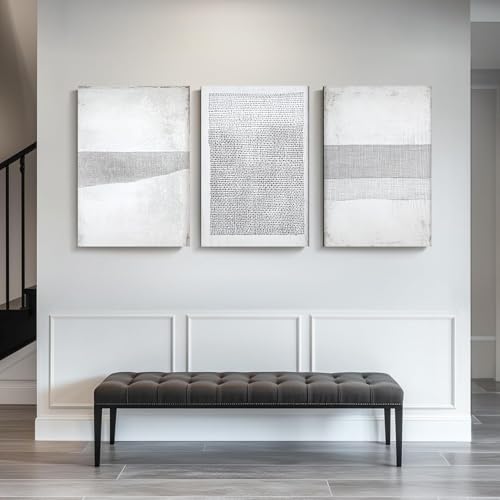 Image of Wivsev Abstract Modern Minimalist Geometric Line Wall Decor,Modern Neutral Wall Art,Black White Wall Art Abstract for Bedroom,Livingroom,Office (12" x 18" x 3 pcs)