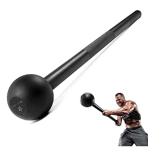 Yes4All Mace Bell de Acero para Entrenamiento de Fuerza, Entrenamiento de Hombros, empuñaduras y antebrazos - 10 LB Macebell, Negro