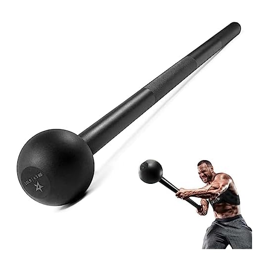 Yes4All Mace Bell de Acero para Entrenamiento de Fuerza, Entrenamiento de Hombros, empuñaduras y antebrazos - 10 LB Macebell, Negro