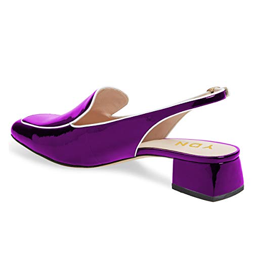 Image of YDN Women Closed Square Toe Block Low Heels Slingback Formal Loafer Dressy Shoes Office Lady Pump Size 4-15 US