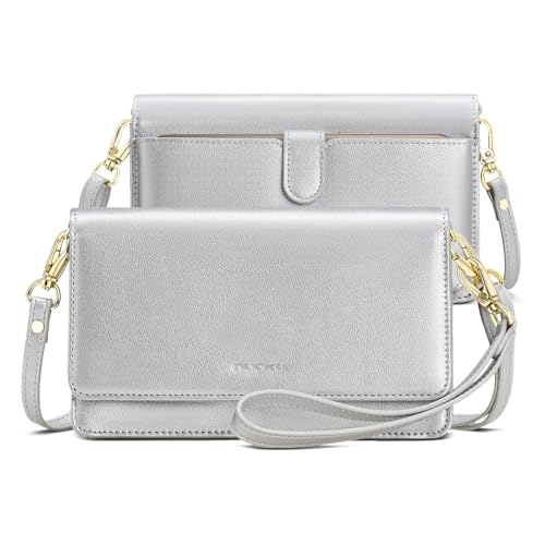Image of nuoku Women Small Crossbody Bag Cellphone Purse Wallet with RFID Card Slots 2 Straps Wristlet